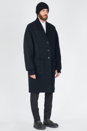 Wool Coat Knit Details Patch Pockets