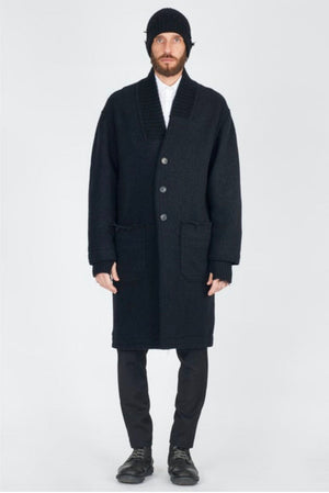 Wool Coat Knit Details Patch Pockets