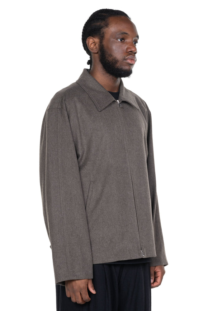 Wool Doeskin Zip Short Jacket Taupe