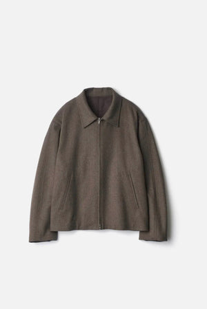 Wool Doeskin Zip Short Jacket Taupe