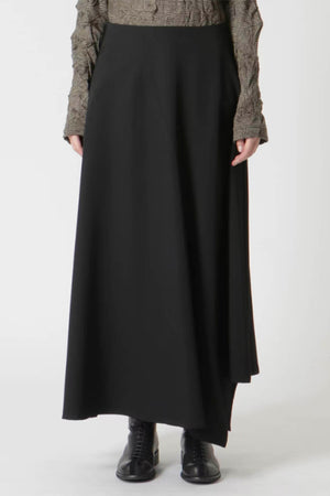 Wool Gabardine Asymmetric Skirt