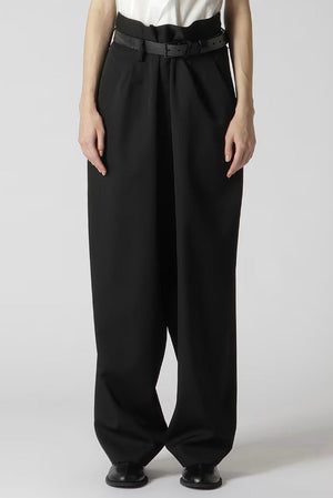 Wool Gabardine High Waist Belted Pants