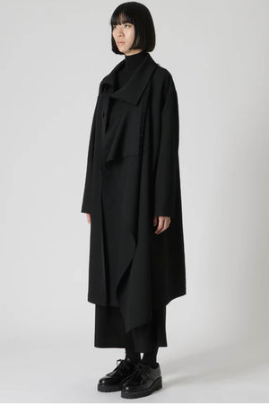 Wool Gabardine Left Flap Panel Coat