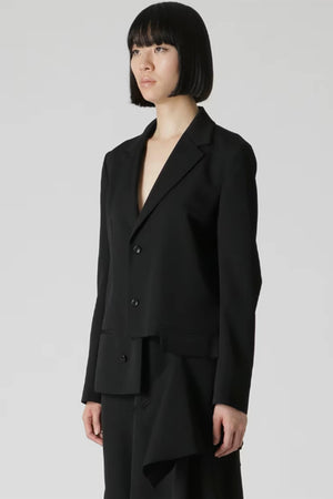 Wool Gabardine Left Slit Detail Jacket