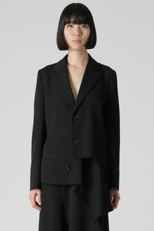 Wool Gabardine Left Slit Detail Jacket