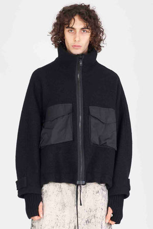 Wool and Yak Bomber Jacket with Pockets