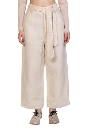 Woollen Pants With Tie Belt