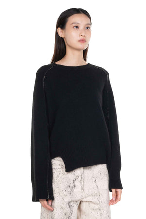 Yak Boxy Crew Neck Jumper Black