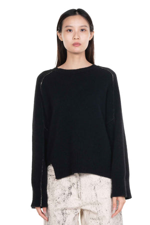 Yak Boxy Crew Neck Jumper Black