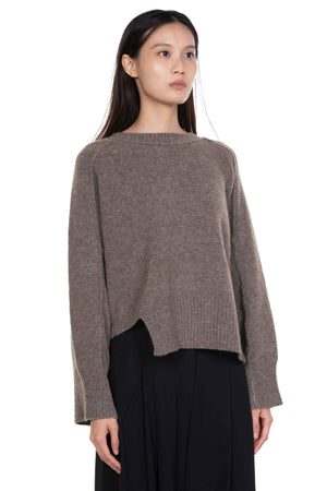 Yak Boxy Crew Neck Jumper Taupe