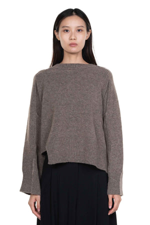 Yak Boxy Crew Neck Jumper Taupe