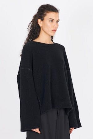 Yak Boxy Sweater Black