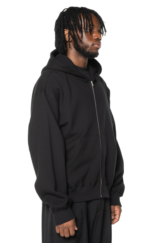 Yak Cotton Sweat Zip Hoodie Black