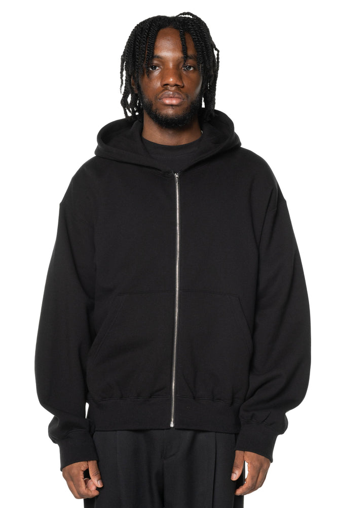 Yak Cotton Sweat Zip Hoodie Black