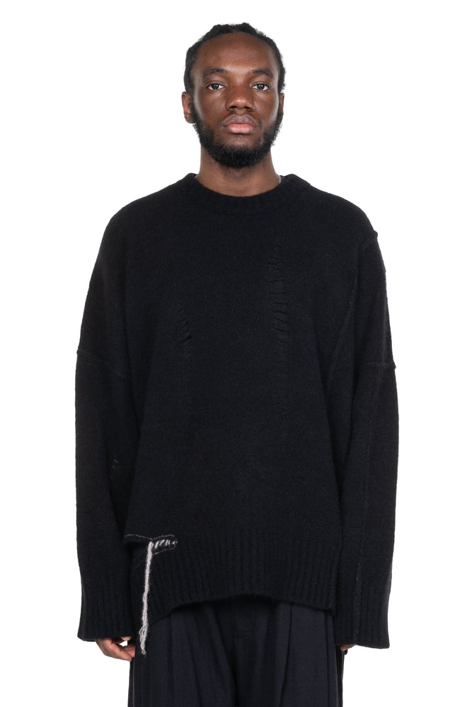 Yak Crew Neck Cut Out Sweater Black