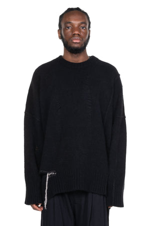 Yak Crew Neck Cut Out Sweater Black