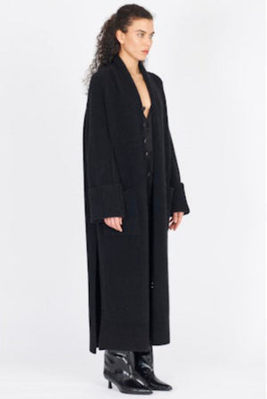Yak Long Knit Coat Black