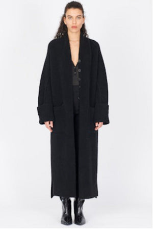 Yak Long Knit Coat Black