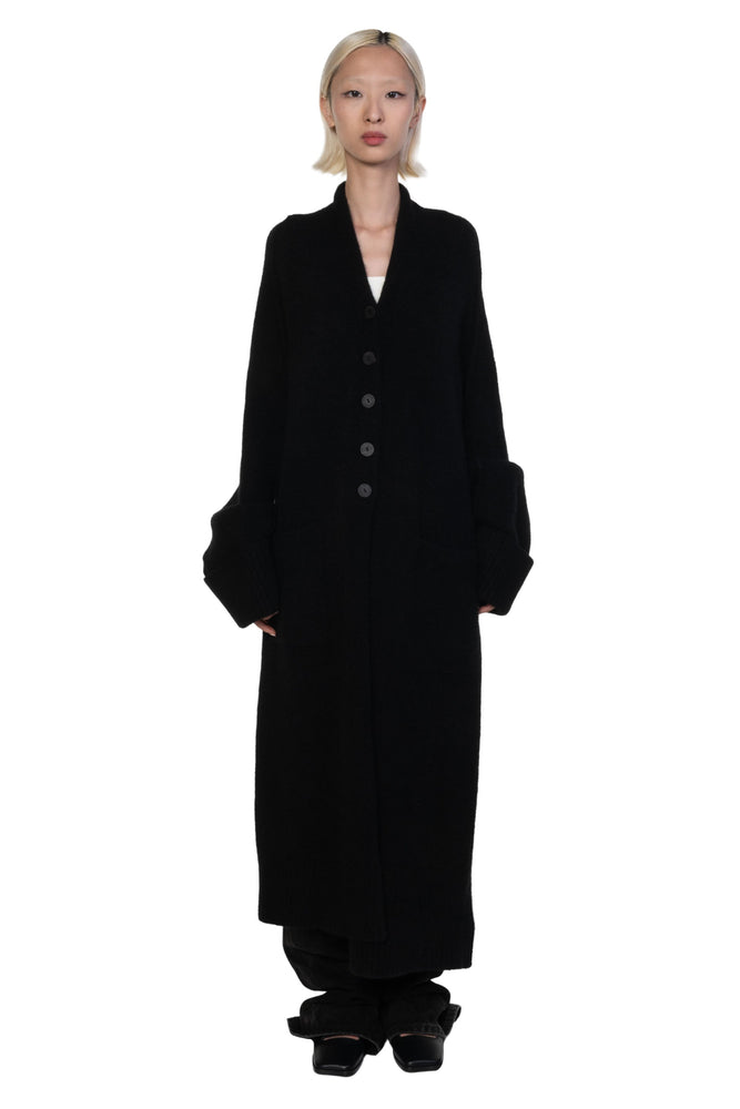 Yak Long Knit Coat Black