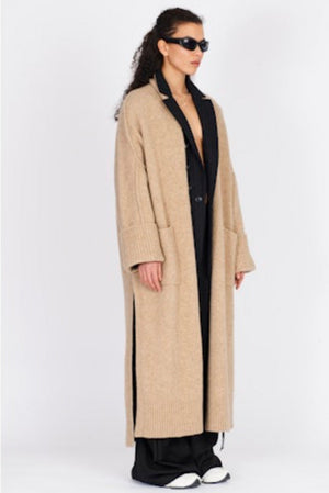 Yak Long Knit Coat Natural
