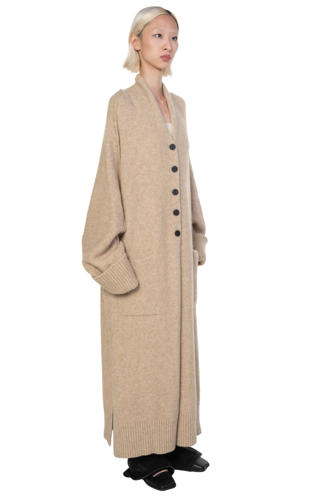 Yak Long Knit Coat Natural
