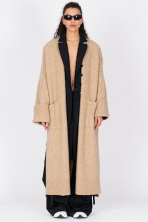 Yak Long Knit Coat Natural