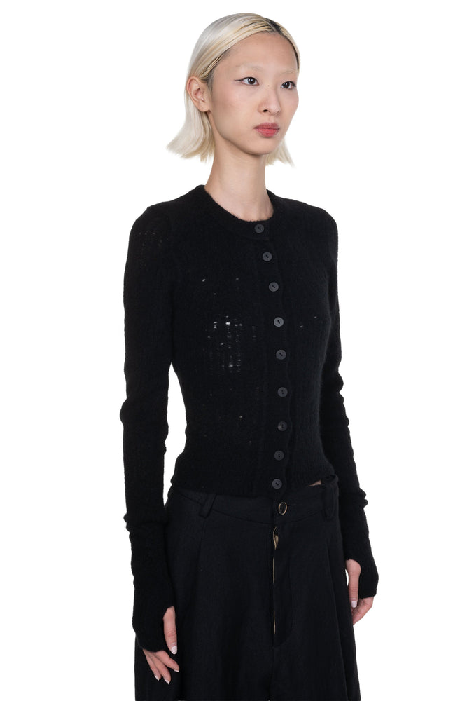 Yak Mesh Cardigan Black