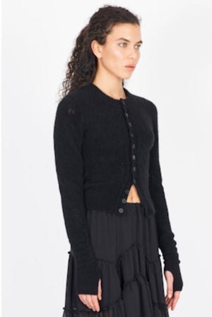 Yak Mesh Cardigan Black