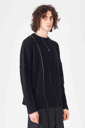 Yak Oversized Contrast Stitching Sweater