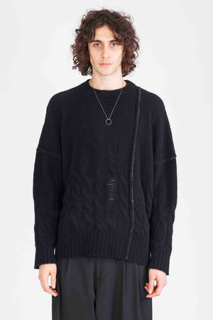 Yak Oversized Contrast Stitching Sweater