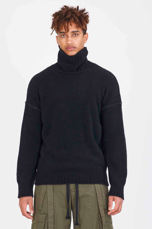 Yak Turtleneck Sweater Contrast Black