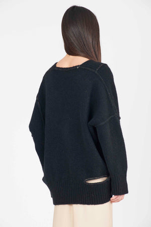 Isabel Benenato Yak V-Neck Jumper Black