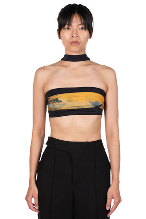 Oude Waag Yellow Printed Double Layer Tube Top