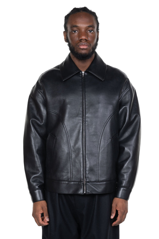 Zip Jacket Regenerated Leather Black