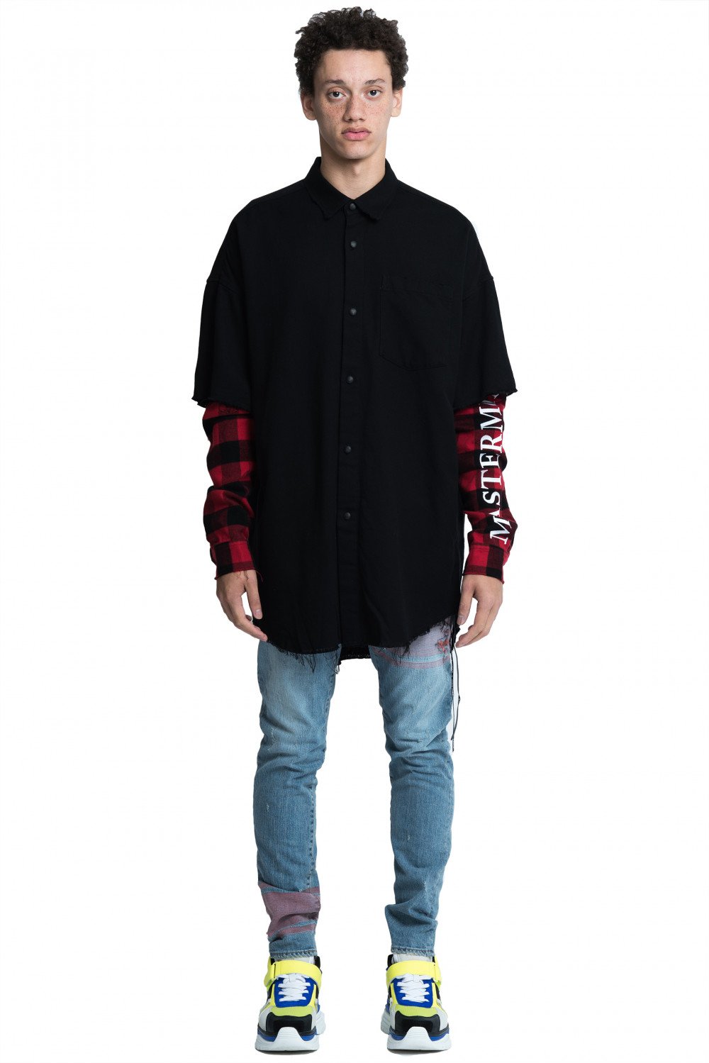 Mastermind World Black and Red Double Layered Shirt | UJNG