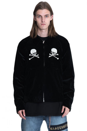 front Mastermind World AW18 Mens Black Silk Velvet Embroidered Jacket 