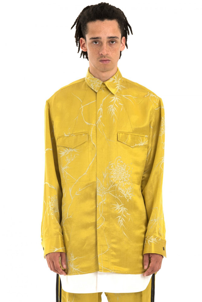side Haider Ackermann AW18 Gold & White Double Layer Shirt