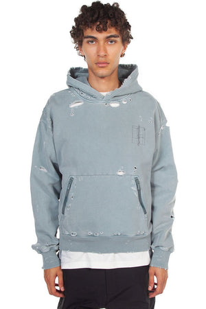 C2H4 Grey Distressed Sculpture Print Hoodie