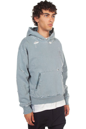 C2H4 Grey Distressed Sculpture Print Hoodie