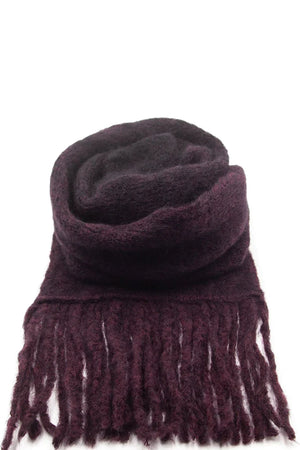 Isabel Benenato Black and Burgundy Brushed Mohair Scarf