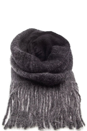 Isabel Benenato Black and Grey Brushed Mohair Scarf
