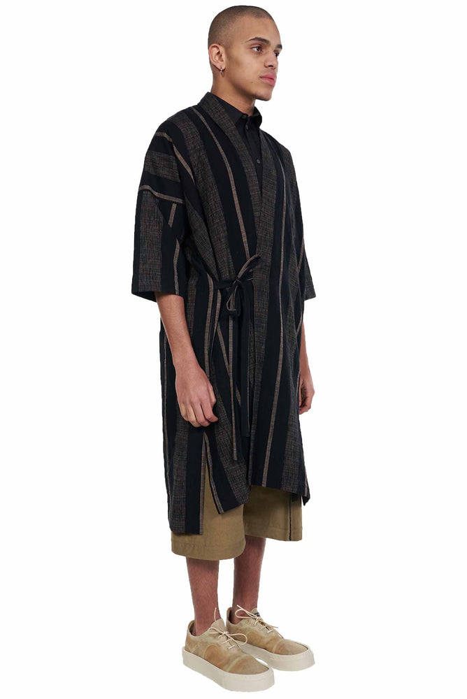Jan-Jan Van Essche Bold Stripped Wrap Over Kimono