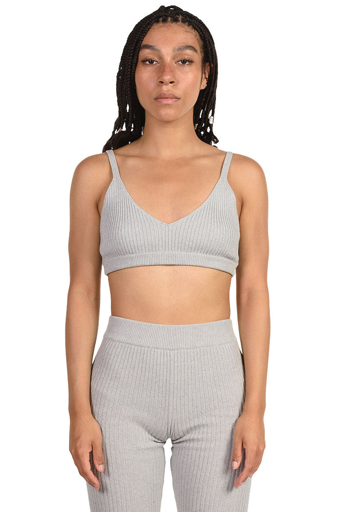 Monica Cordera Pearl Blue Ribbed Knit Top