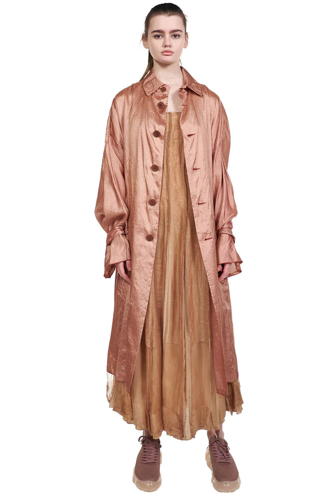 Phaedo Pink Crinkled Silk Coat