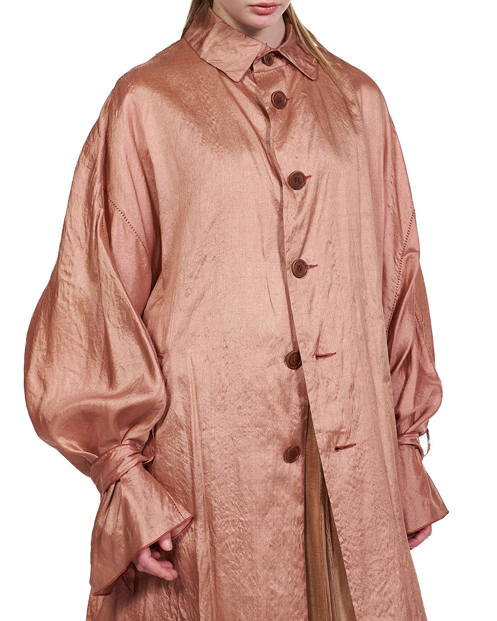 Phaedo Studios Pink Crinkled Silk Coat for Women UJNG