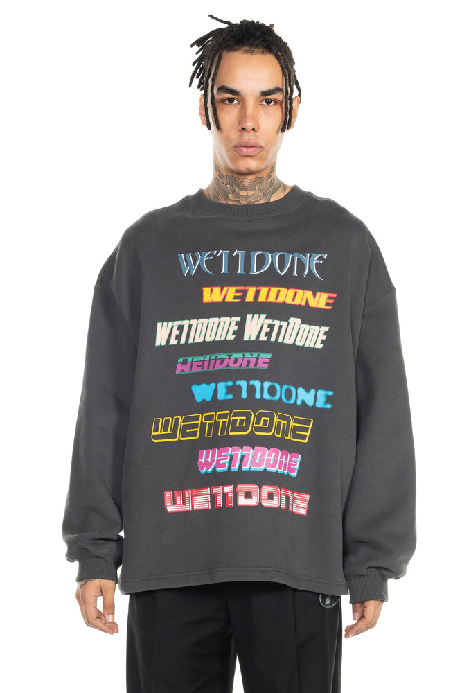 We11done Charcoal Front Logo Sweatshirt