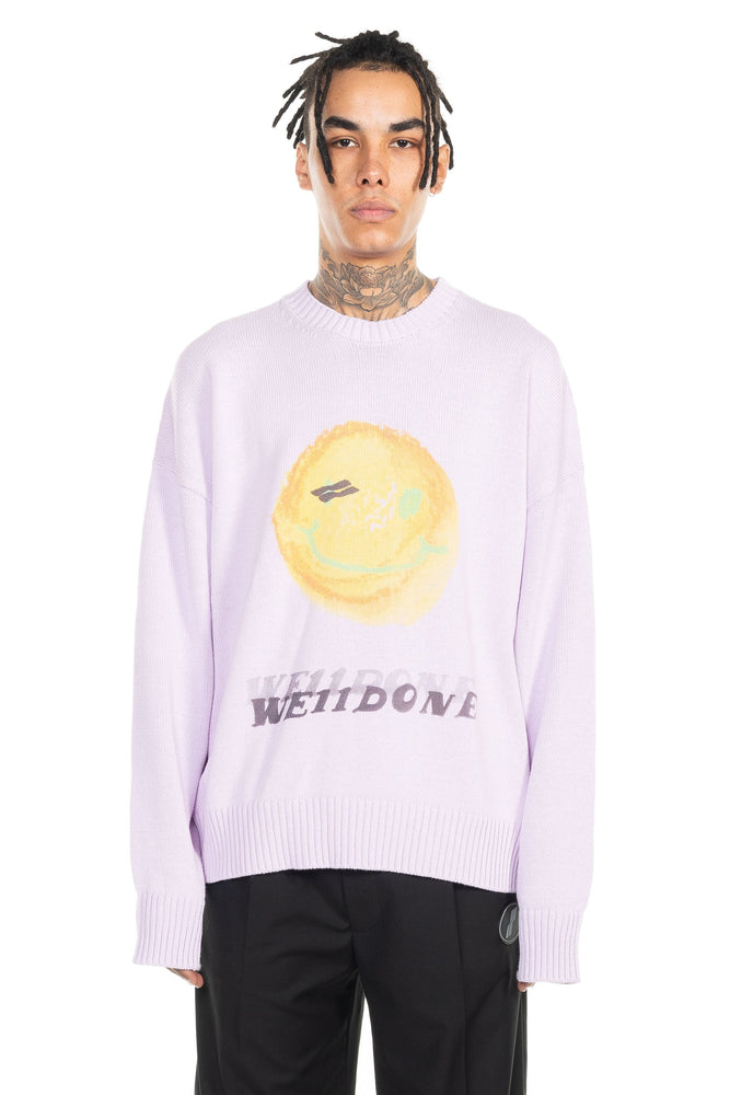 We11done Purple Smiley Print Sweater