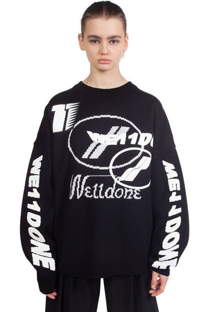 We11done Black Multi Logo Sweater