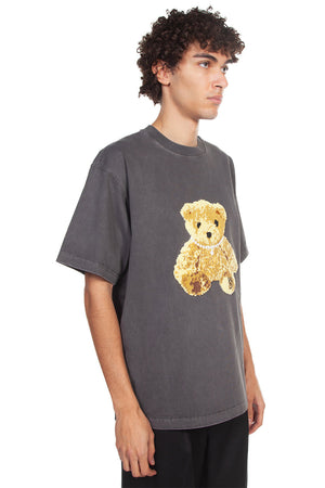 We11done Charcoal Embroidered Teddy Bear T-shirt for Men