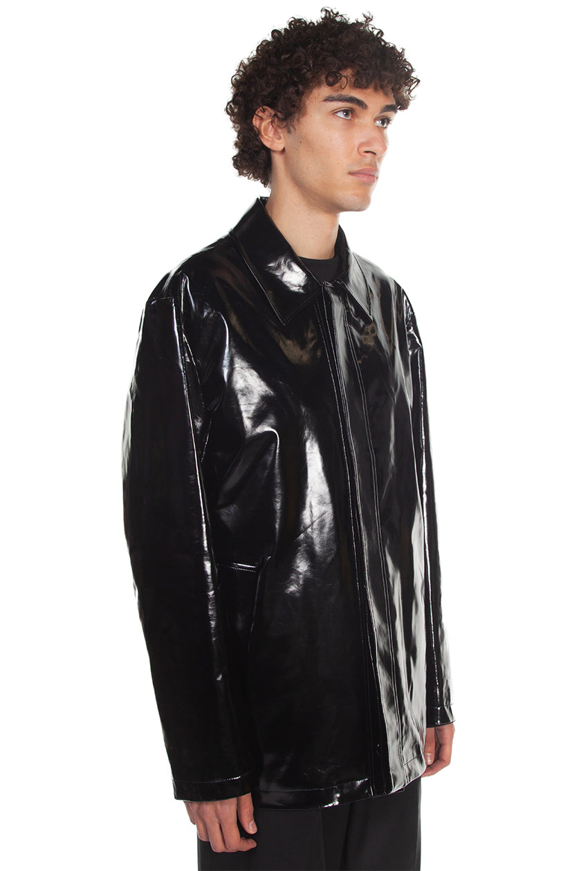 We11done Black Printed Leather Jacket